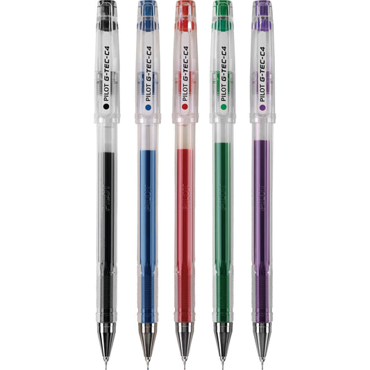 Set of 5 Gel Ink Pens with 0.4mm Fine Point