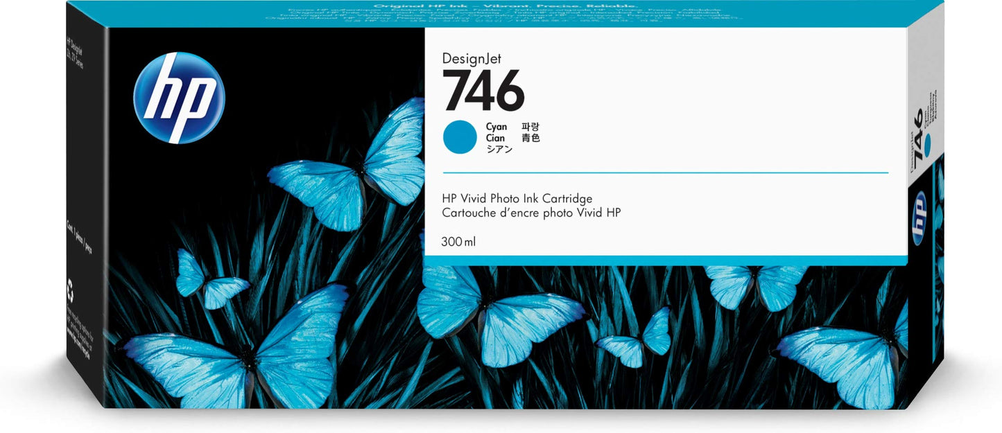 746 Cyan 300-ml Genuine Ink Cartridge (P2V80A) for DesignJet Z6 & Z9+ Large Format Printers