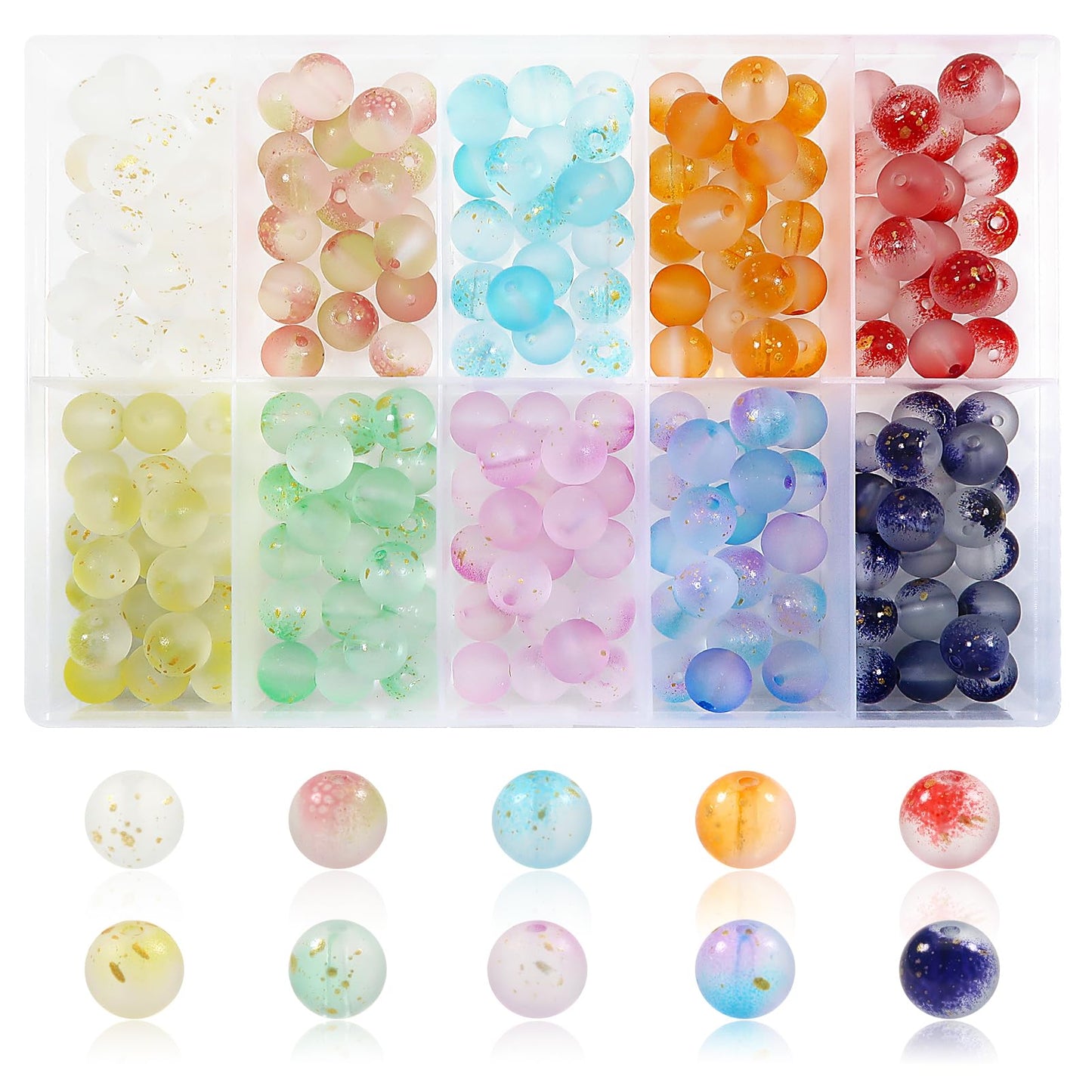 200pcs 8mm Glass Beads for Jewelry Making and Crafts