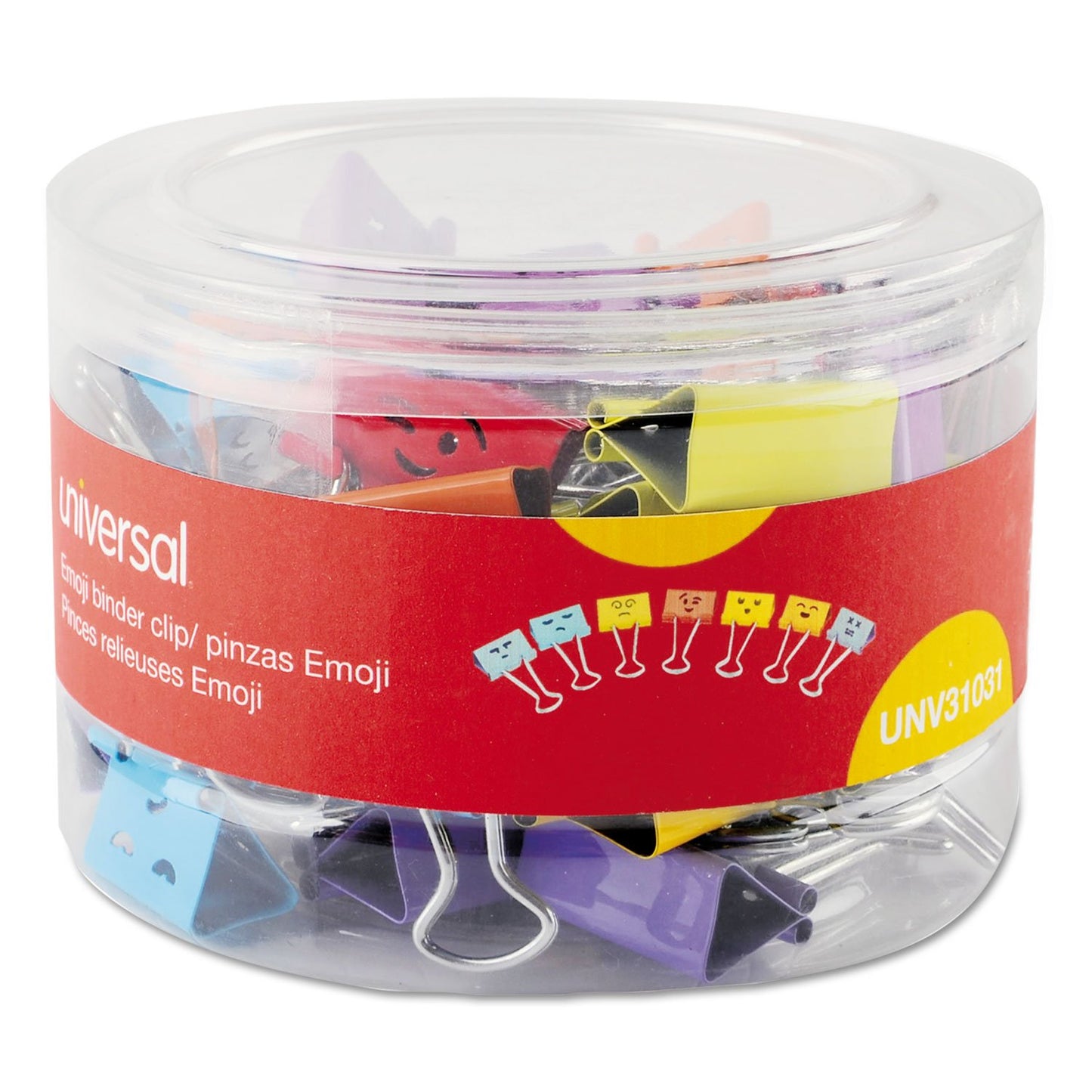 Medium Emoji-Themed Binder Clips with Storage Tub, 42 Pack