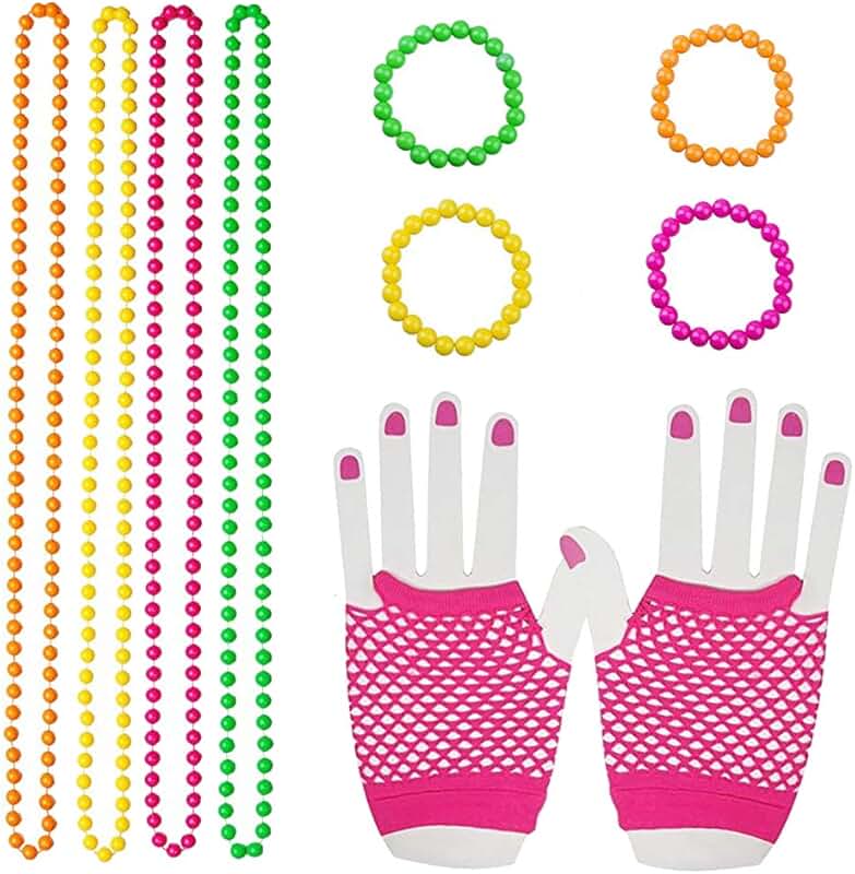 Colorful 80s Women Costume Accessories Set