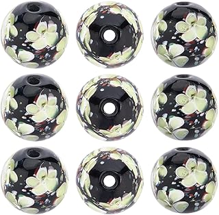 20mm Green and Black Flower Beads for Jewelry Making