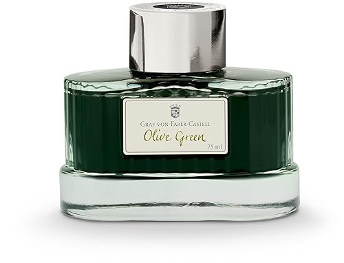 Olive Green Guilloche Art Ink Bottle, 2.5 fl oz