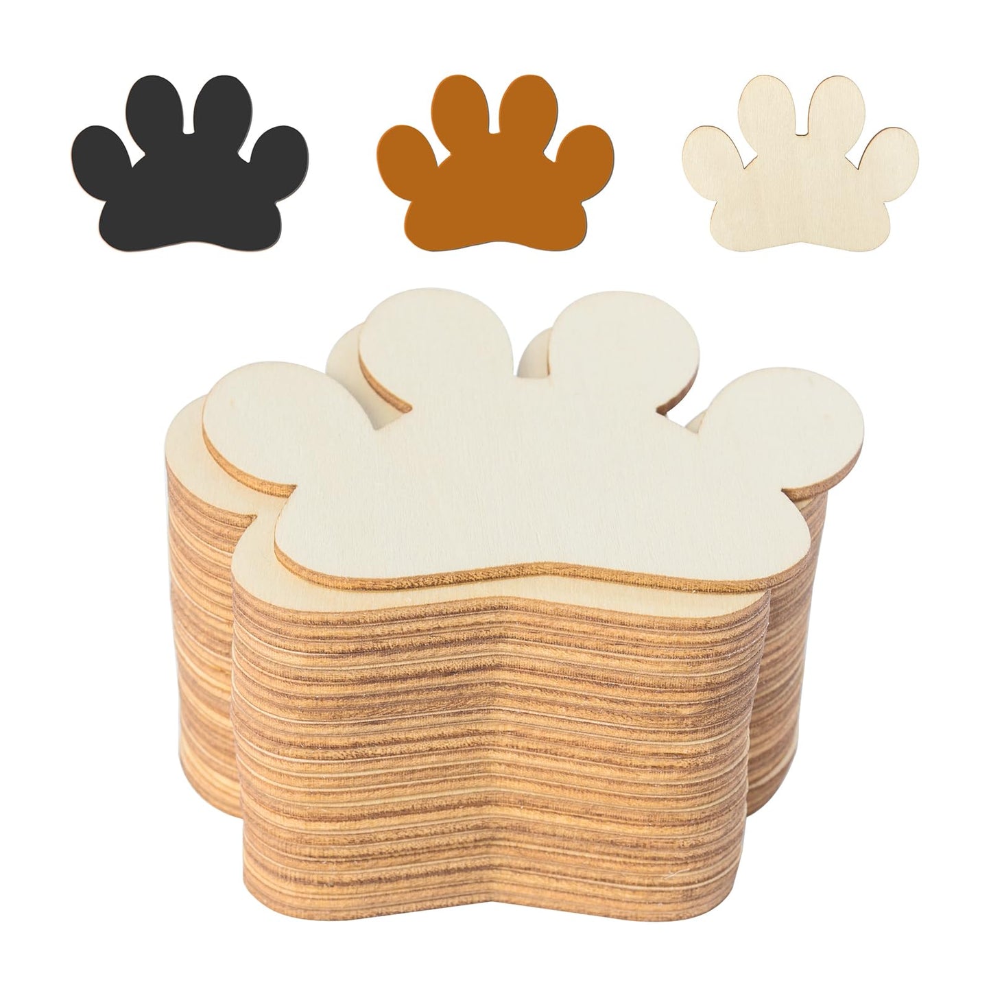 24pcs Wooden Dog & Cat Paw Shape Tags for Decorations