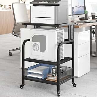 Large 3-Tier Printer Stand with Power Outlet and Wheels