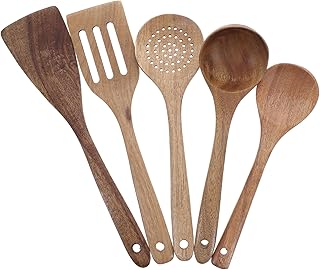 Natural Wooden Cooking Utensils Set for Kitchen and Serving