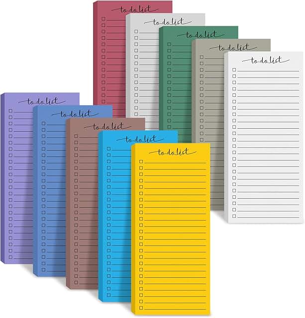 10 Pack Assorted Color Daily To-Do List Notepads