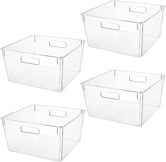 Four-Tier Stackable Storage Bins with Lids