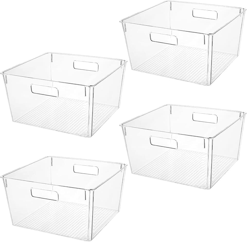 Extra Large Clear Plastic Storage Bins for Kitchen and Pantry