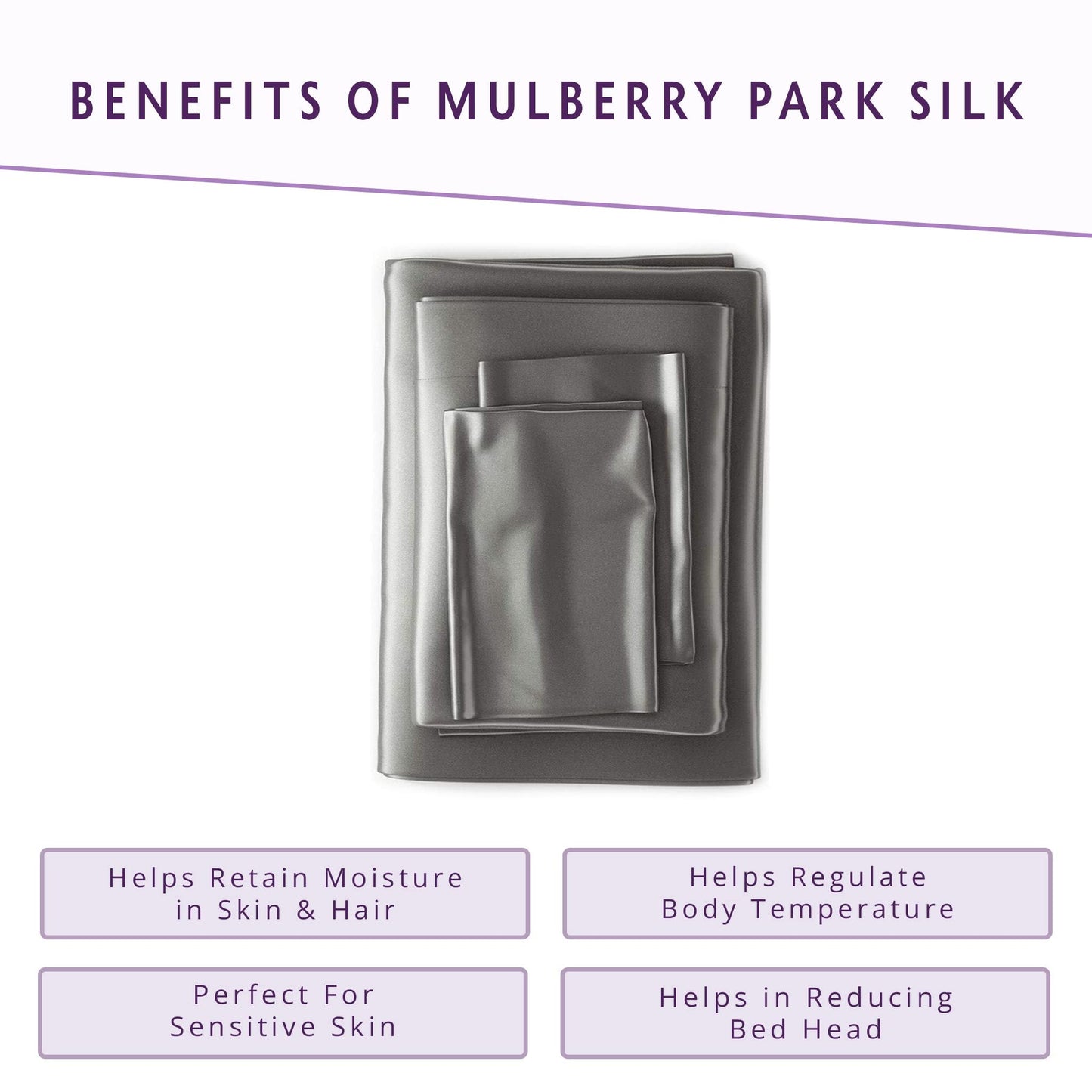 Mu erry 100% Pure King Silk Fitted Sheet 22 Momme 6A Mu erry Silk Bed Sheets with 16" Deep Pocket  Breathable, Ultra-Soft, Oeko-TEX  Seamless  Gunmetal
