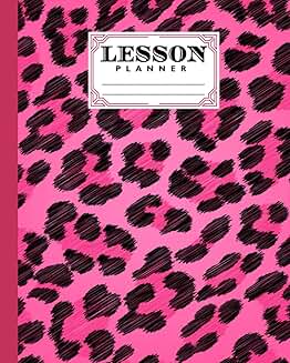 Elementary and high school lesson planner with leopard print cover