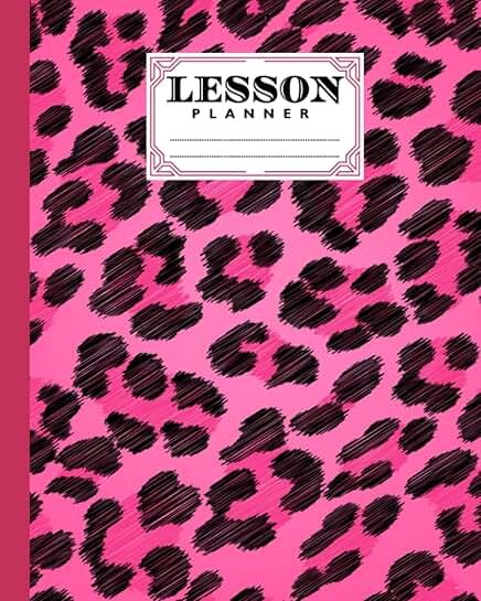 Elementary and high school lesson planner with leopard print cover