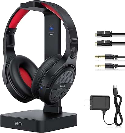 Wireless TV Headphones with 2.4G RF, Optical, 20H Battery