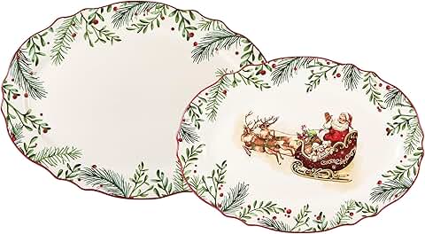 Set of 2 scalloped oval platters, 16 and 14 inches