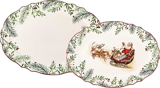 Set of 2 scalloped oval platters, 16 and 14 inches