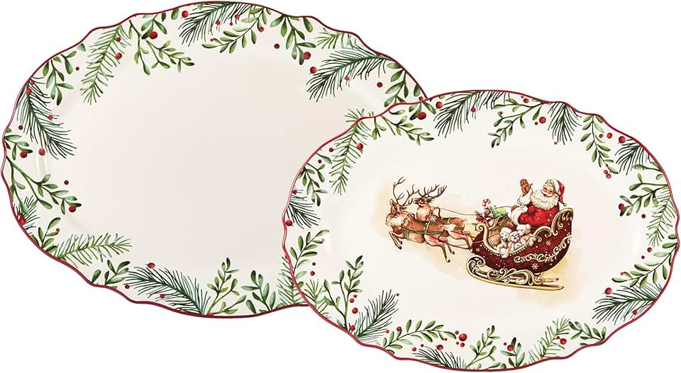 Set of 2 scalloped oval platters, 16 and 14 inches