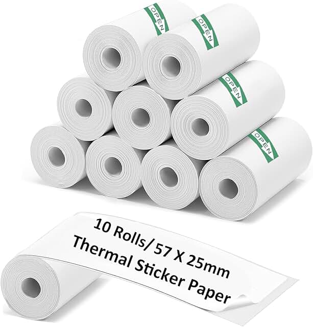 10 Rolls of 57x25mm Mini Thermal Printer Paper