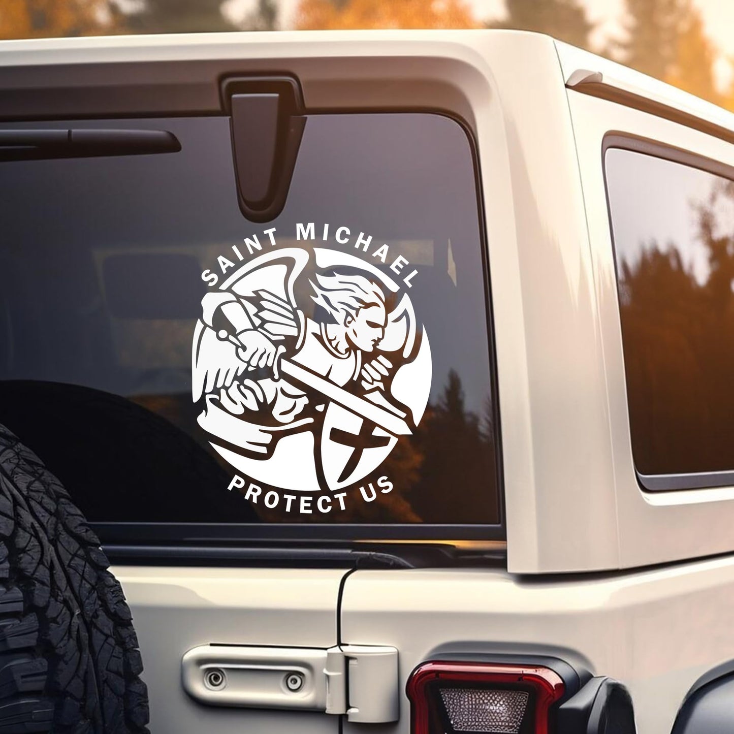 Protect Us Car Decal with Archangel Prayer