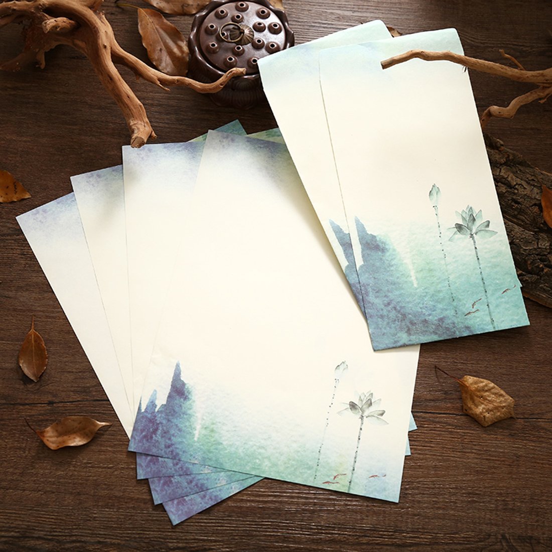 Cute Retro Envelopes and Stationery Set