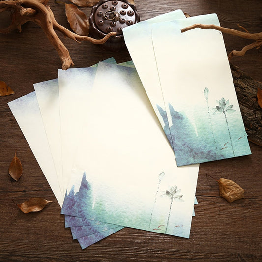 Cute Retro Envelopes and Stationery Set