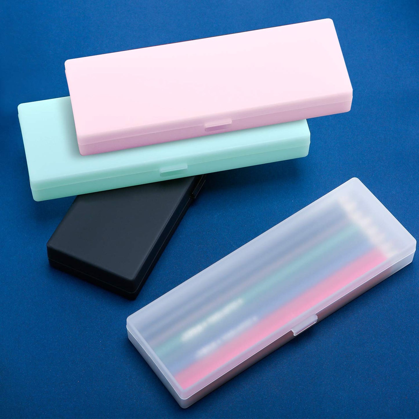 4-Piece Plastic Pencil and Stationery Case Set