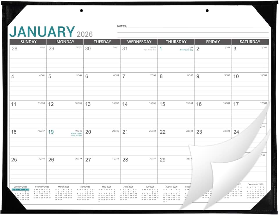 2026 Desk Calendar with Corner Protectors