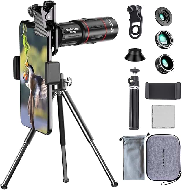 36X Telephoto Lens Kit with Tripod for Phones