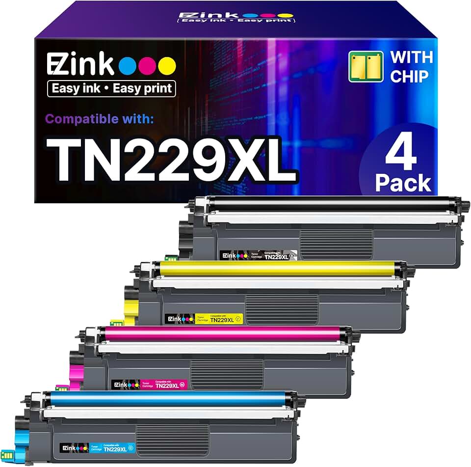 High-Yield Black Cyan Magenta Yellow Toner Cartridges Pack