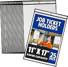 Stitched 11x17 Inch Clear Job Ticket Holders, Pack of 25