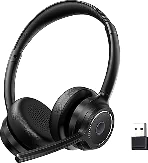 Wireless Headset with Mic for Work and Noise Canceling
