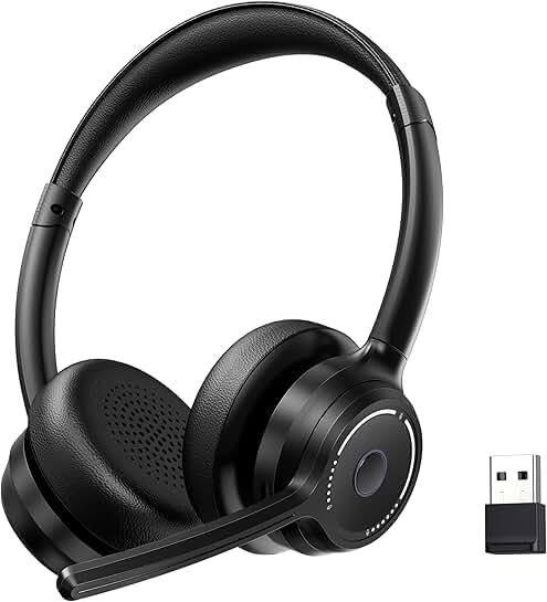 Wireless Headset with Mic for Work and Noise Canceling