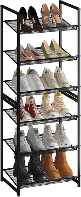 Six-Tier Tall Shoe Rack with Adjustable Shelves