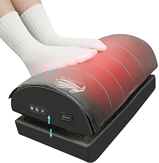 Heated Under Desk Foot Rest with Massage and Adjustable Height