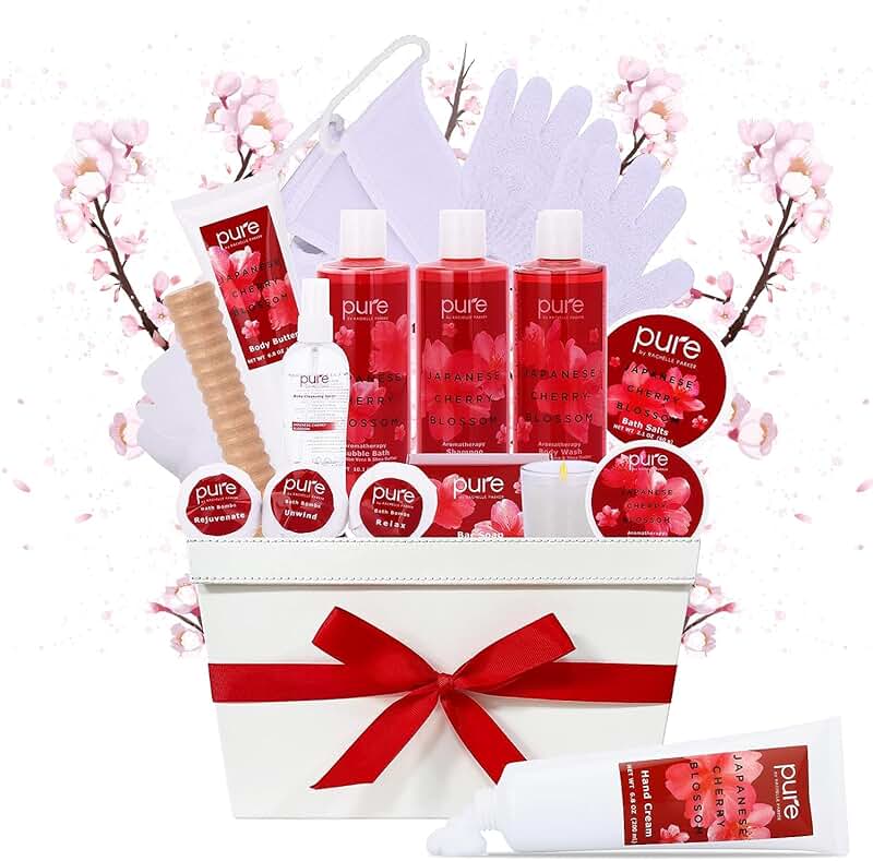 Spa Gift Basket with Cherry Blossom for Women