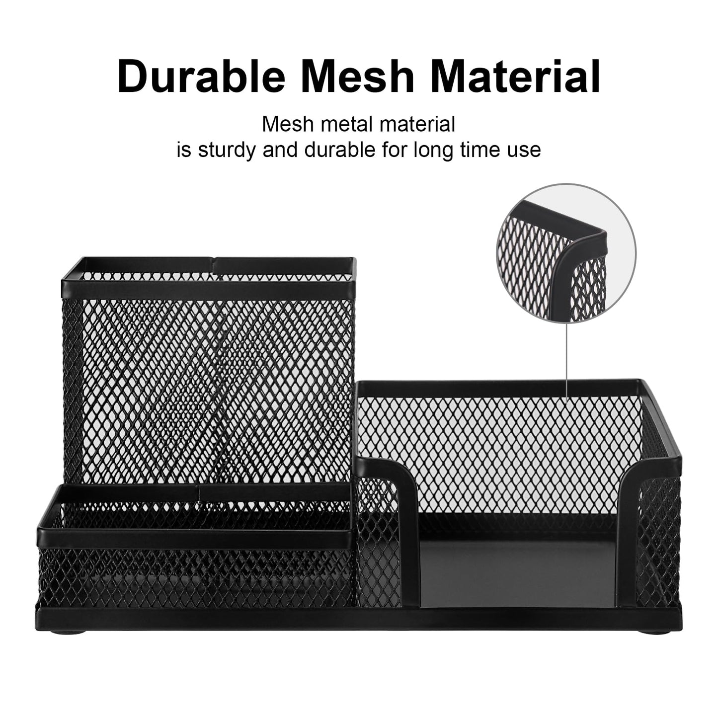 Mesh Pen and Pencil Holder with Three Compartments