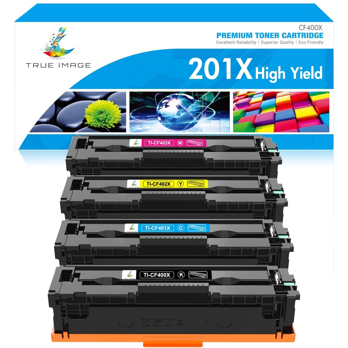 Compatible Toner Cartridge Replacement for HP 201A 201X CF400X CF400A Color Pro MFP M277dw M252dw M277c6 CF401X CF402X CF403X M252 M277 Printer (Black Cyan Yellow Magenta, 4-Pack)