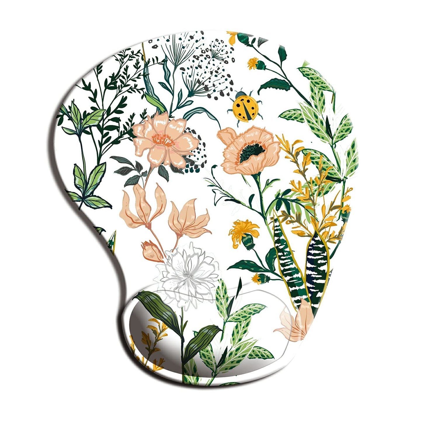 Ergonomic Mouse Pad with Wrist Support, Cute Mouse Pads with Non-Slip PU Base for Home Office Working Studying Easy Typing & Pain Relief Beautiful Floral