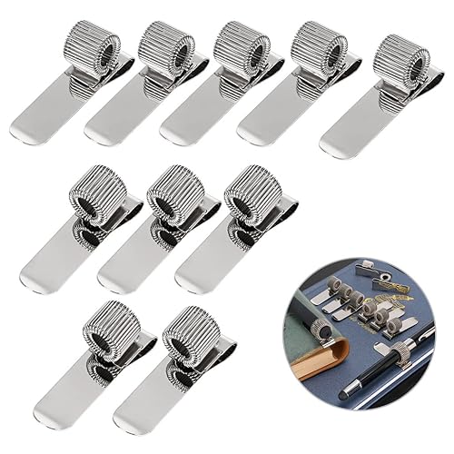 Stainless Pen Holder Clips for Notebook and Clipboard, Pack of 10
