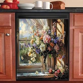 Colorful flower magnet cover for fridge door