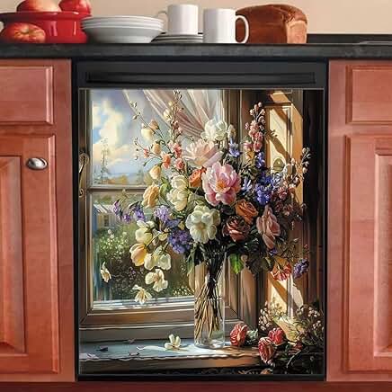 Colorful flower magnet cover for fridge door
