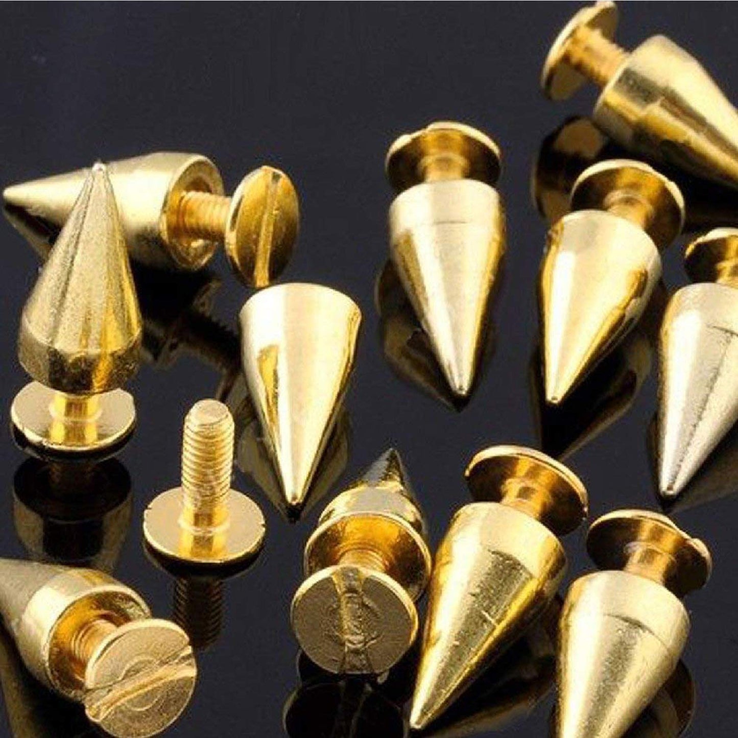Gold Spike Studs 30 Sets 13MM Metal Screw Backs