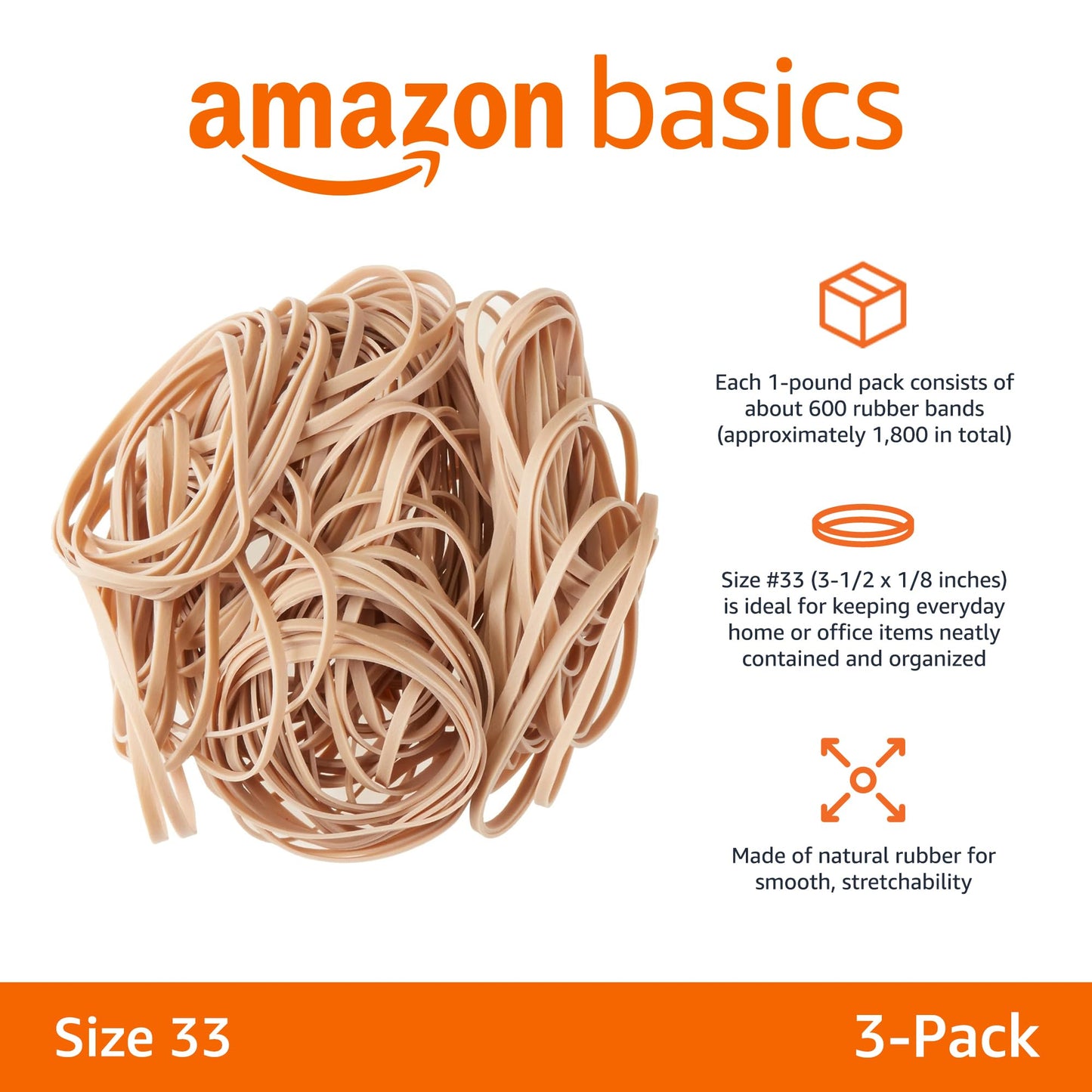 Set of 1800 tan rubber bands, size 33