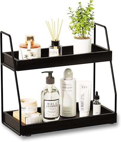 Two-Tier Wooden Bathroom Counter Organizer
