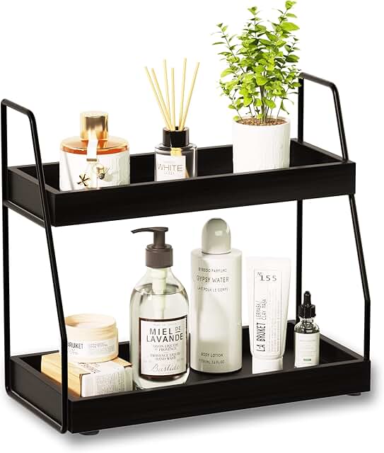 Two-Tier Wooden Bathroom Counter Organizer