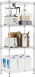 4-Tier Metal Storage Shelf with Wheels, 17.7" W x 41.9" H