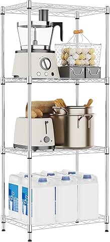 4-Tier Metal Storage Shelf with Wheels, 17.7" W x 41.9" H