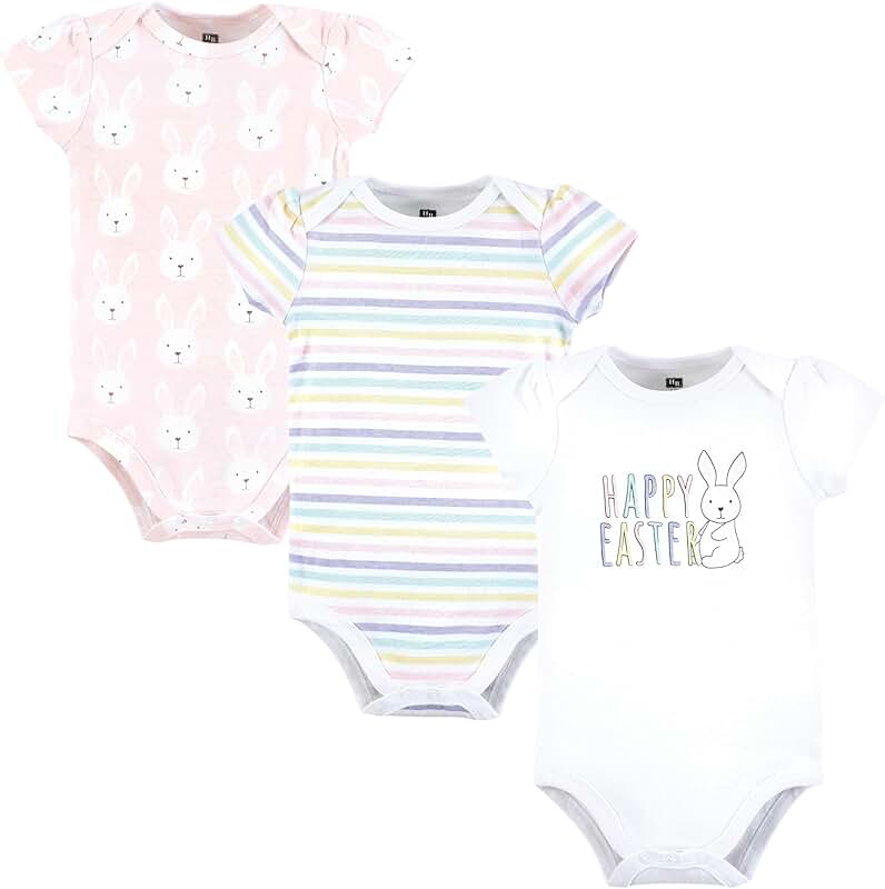 Baby girls' cotton bodysuits pack of three