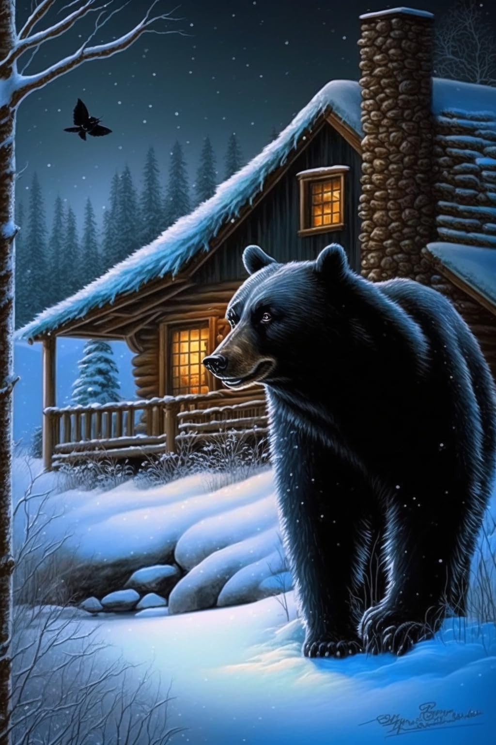 Black Bear Diamond Painting Kit 8x12 inch