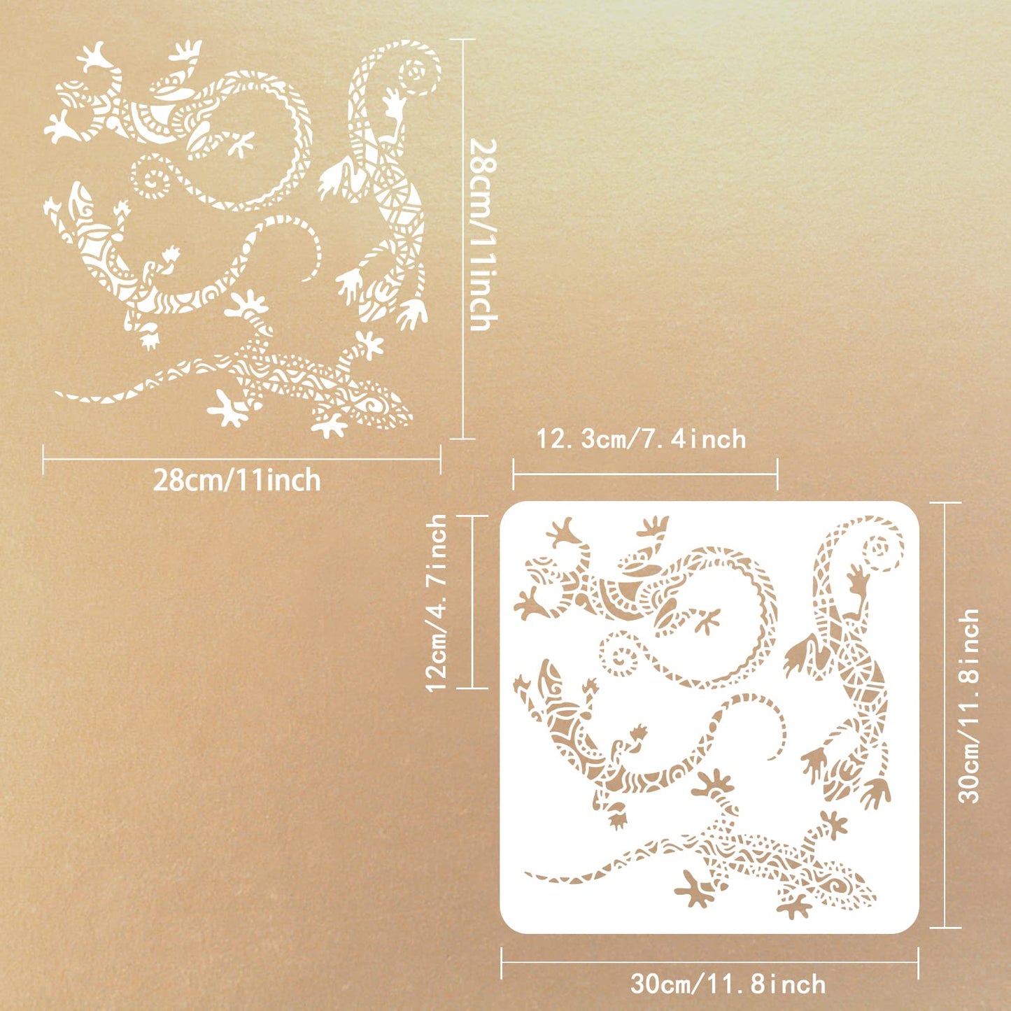 11.8x11.8 Inch Plastic Lizard Pattern Painting Stencil