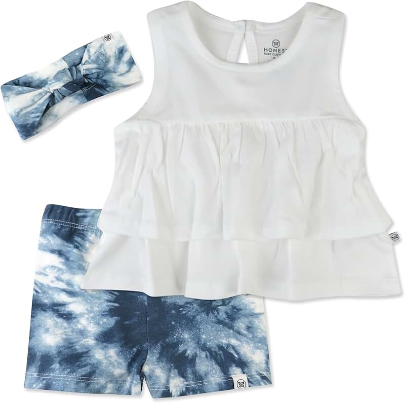 Baby Girl's Organic Cotton Tiered Shirt and Shorts Set